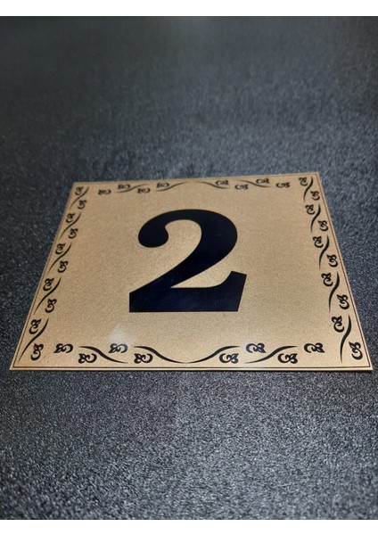 Kapı Numaraları No 2 10X12 cm Yapışkanlı Metalik Altınsarı Üzeri Siyah Baskı