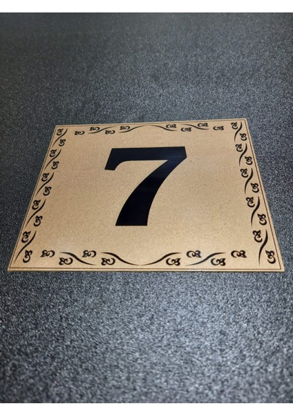 Kapı Numaraları No 7 10X12 cm Yapışkanlı Metalik Altınsarı Üzeri Siyah Baskı