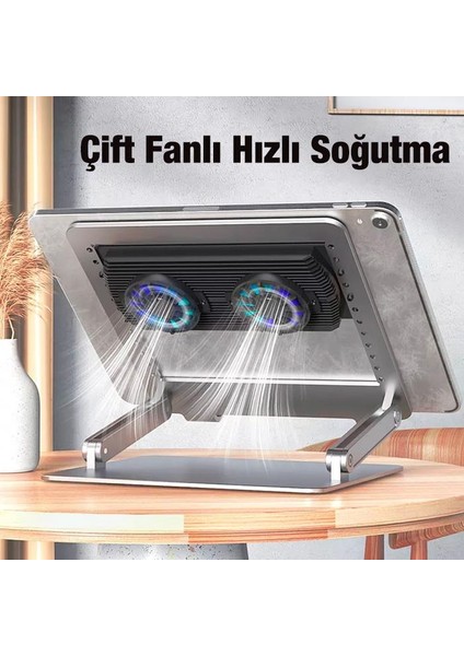 Rgb Işıklı Yüksekli Ayarlı Çift Fanlı Dizüstü Bilgisayar Laptop Soğutucu Stand Laptop Masası fiyatları