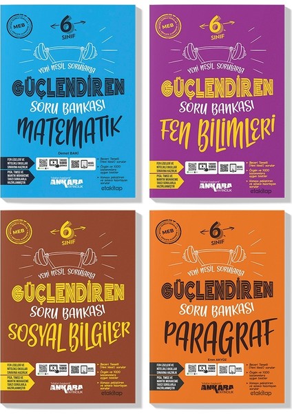 6.Sınıf Matematik Fen Sosyal Paragraf Güçlendiren Soru Bankası Seti 2023 4 Kitap
