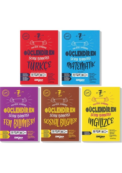 7.Sınıf Türkçe Matematik Fen Sosyal Ingilizce Güçlendiren Soru Bankası Seti 2023 5 Kitap