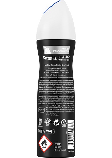 Anti-Perspirant Sprey Deodorant Kadın Invisible Black White Ter Kokusuna Karşı 150 ML