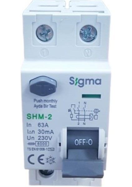 2X63A 30MA Kaçak Akım Rölesi (5li) Sigma