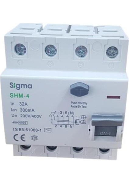 4X32A 300MA Kaçak Akım Rölesi (5li) Sigma