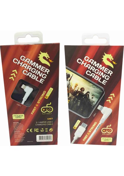 PD18W 3.1A Usb-C - Lightning Kablosu Örgülü Gaming Oyuncu Kablosu Powerway Gm7