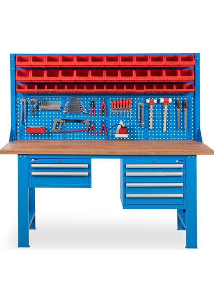 Metal Çalışma Tezgahı-4 Çekmeceli-Masa Tablası Kayın-2020x760x910/1824 mm modelleri