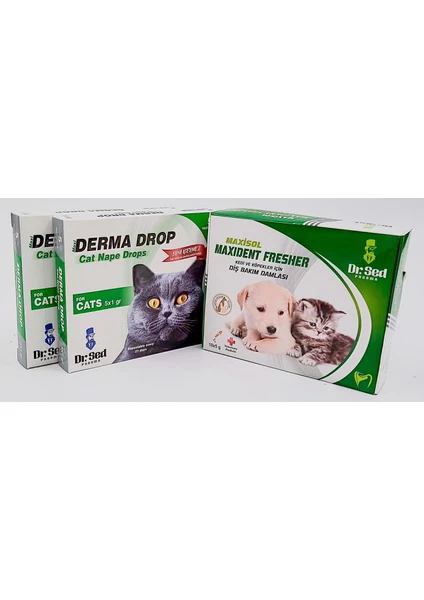 Derma Kedi Dış Parazit Damla 2 Kutu + Veteriner Onaylı Ağız Kokusu Giderici