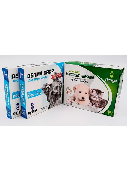 Dr Sed Pharma Derma 1-10 kg Köpek Dış Parazit Damla 2 Paket + Veteriner Onaylı Ağız Kokusu Giderici