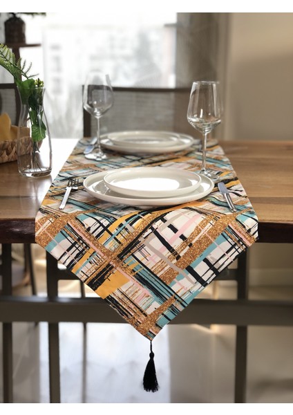 Geometrik Desenli Runner Örtü
