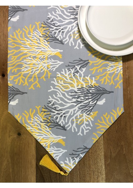 Sarı Mercan Desenli Runner Örtü