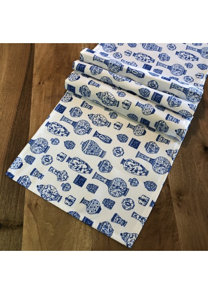 Blue Blank Desenli Kare Runner Örtü fiyatları
