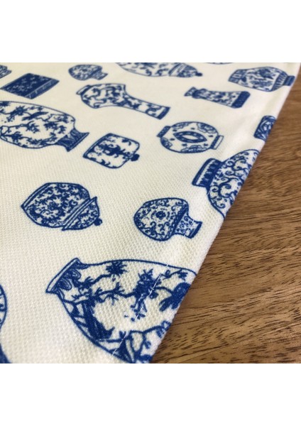 Blue Blank Desenli Kare Runner Örtü modelleri