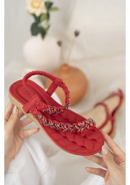 Sasha Anatomik Parmak Arası Taşlı Günlük Sandalet modelleri