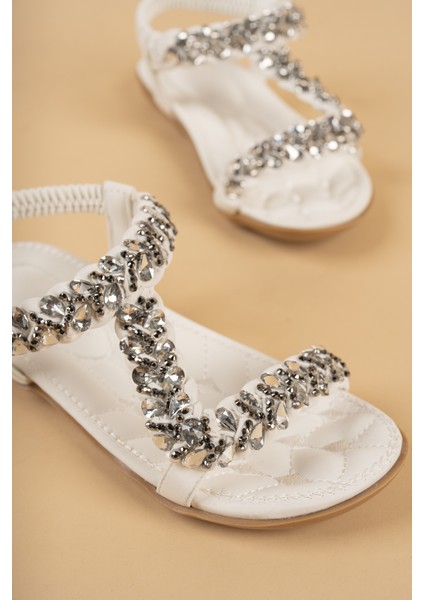 Isabel Anatomik Fashion Taşlı Günlük Çocuk Sandalet