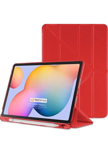 Samsung Tab A8 10.5 SM-X200 / SM-X205 Uyku Modlu Origami Kalem Bölmeli Pu Deri Kılıf