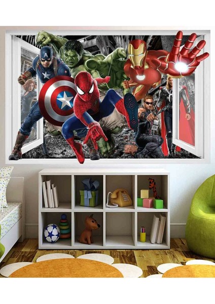 Avengers Yenilmezler Marvel Tüm Karakterler 3D Duvar Sticker Pvc