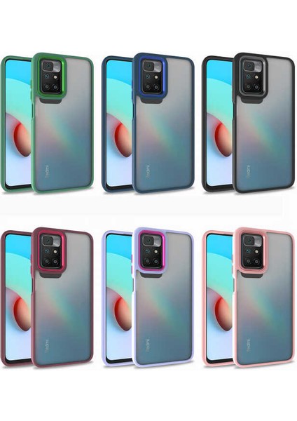 Xiaomi Redmi 10 Kapak Metal Kamera Korumalı Arkası Şeffaf Silikon Kılıf - Kırmızı fırsatları