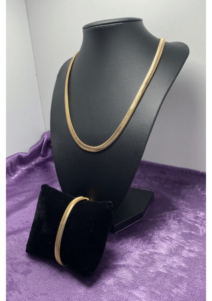 Kararmaz İtalyan Yassı Kolye & Bileklik Seti fiyatları