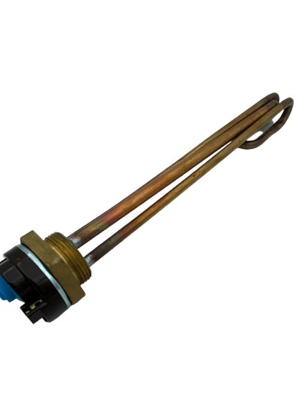 1-1/4'' Çay Kazanı Rezistansı Kıvrık Bakır 2000W Kalın Diş-Termostatlı-Kapak Istemiyorum