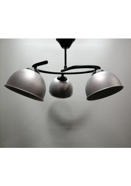 Modern Üçlü Gri Başlık Metal Sarkıt Avize