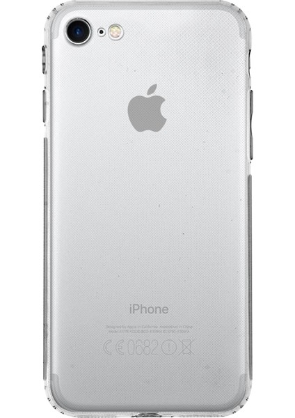 Apple iPhone 8 Kapak Kamera Korumalı Tıpalı Şeffaf Silikon Kılıf