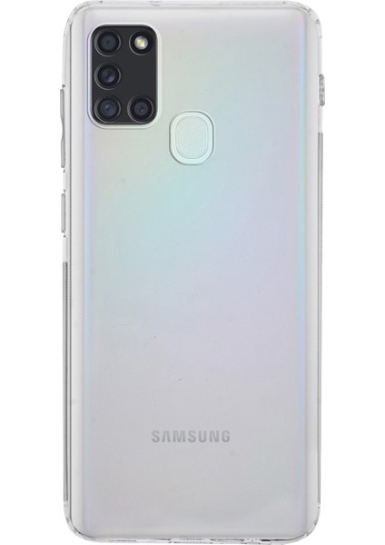 Samsung Galaxy A21S Kapak Kamera Korumalı Tıpalı Şeffaf Silikon Kılıf