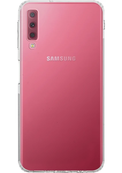 Kzy Samsung Galaxy A7 2018 Kapak Kamera Korumalı Tıpalı Şeffaf Silikon Kılıf