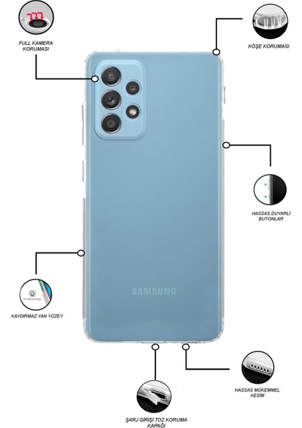 Samsung Galaxy A52S Kapak Kamera Korumalı Tıpalı Şeffaf Silikon Kılıf