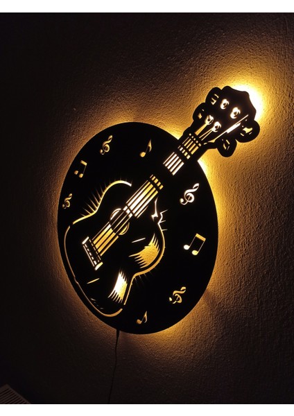 Gitar LED Işıklı Duvar Tablosu