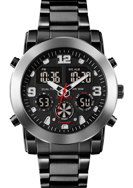3 Zaman Moda LED Saatler Chrono Count Down Dijital Kol Saatleri Paslanmaz Çelik Kayış Erkek (Yurt Dışından)