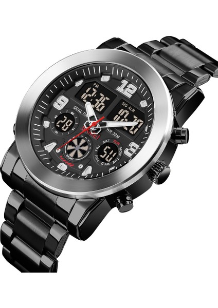 3 Zaman Moda LED Saatler Chrono Count Down Dijital Kol Saatleri Paslanmaz Çelik Kayış Erkek (Yurt Dışından)