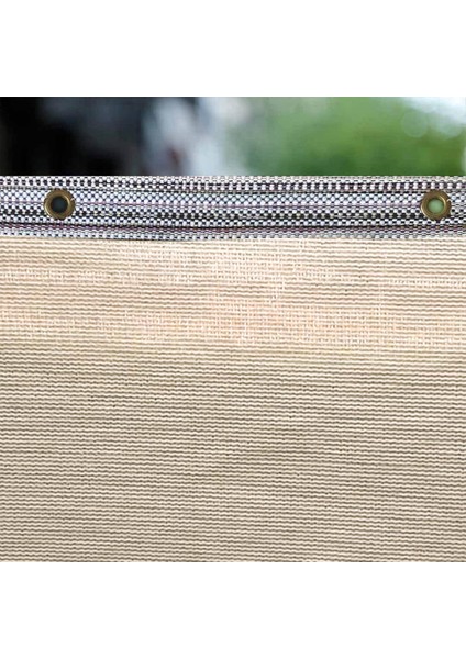 %95 Krem Gölgelik File Çit Filesi 1 Metre Enli 95'lik Bahçe Çit Örtüsü Jüt Gölgelik Koruma Tülü Şeritli Halkalı