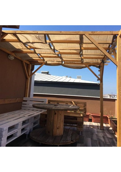 %95 Krem Gölgelik File Çit Filesi 1 Metre Enli 95'lik Bahçe Çit Örtüsü Jüt Gölgelik Koruma Tülü Şeritli Halkalı fiyatları