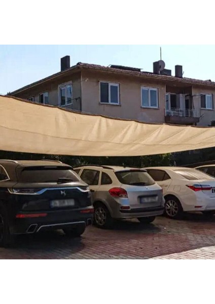 %95 Krem Gölgelik File Çit Filesi 1 Metre Enli 95'lik Bahçe Çit Örtüsü Jüt Gölgelik Koruma Tülü Şeritli Halkalı indirimleri