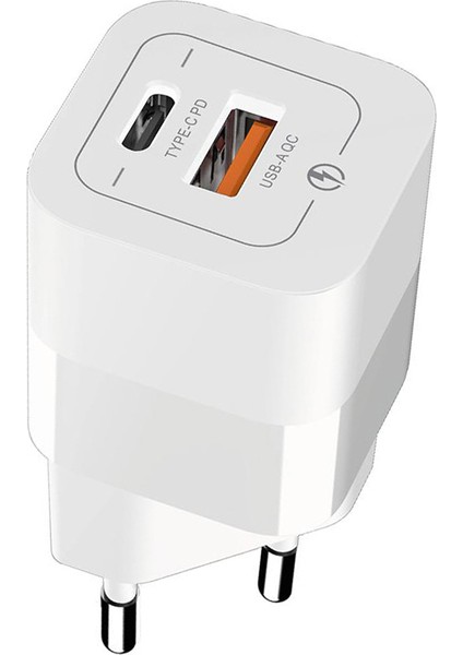 G827 Supper Silicon Tech 33W Gan Usb-A + Usb-C Şarj Adaptörü (Başlık) Beyaz