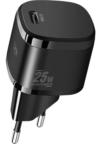 G825 Supper Silicon Tech 25W Pd Usb-C Şarj Adaptörü (Başlık) Siyah