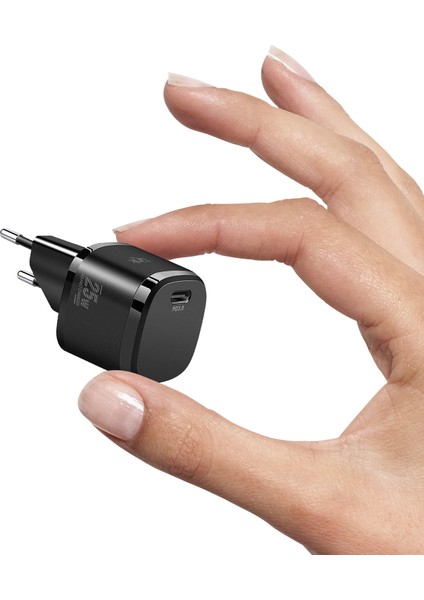 G825 Supper Silicon Tech 25W Pd Usb-C Şarj Adaptörü (Başlık) Siyah