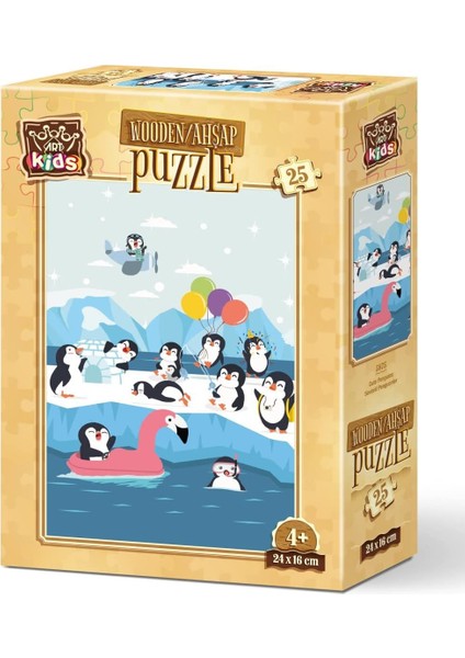 Sevimli Penguenler 25 Parça Ahşap Puzzle