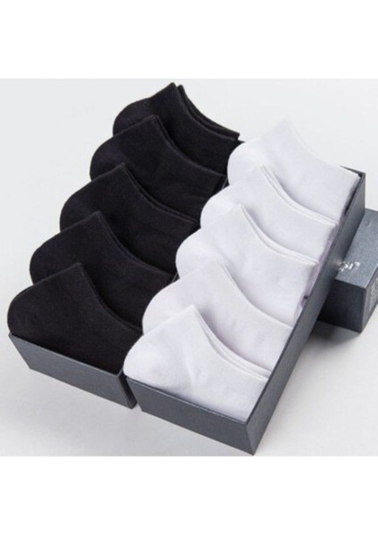 10 Çift Dikişsiz Siyah Erkek Patik Çorap Bilek Boy