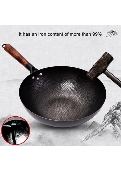 Çin Tarzı Kızartma Tavası Yüksek Son Ev Yapışmaz 32 cm Ahşap Saplı Geleneksel Wok Süper Çırpılmış Yumurta Pan Ücretsiz Pan Wok Tavalar | Woks