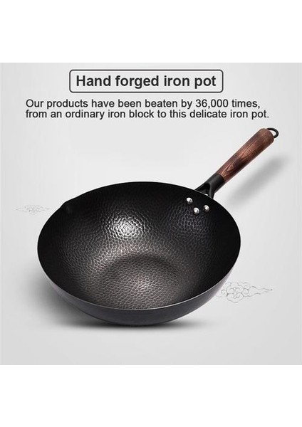Çin Tarzı Kızartma Tavası Yüksek Son Ev Yapışmaz 32 cm Ahşap Saplı Geleneksel Wok Süper Çırpılmış Yumurta Pan Ücretsiz Pan Wok Tavalar | Woks