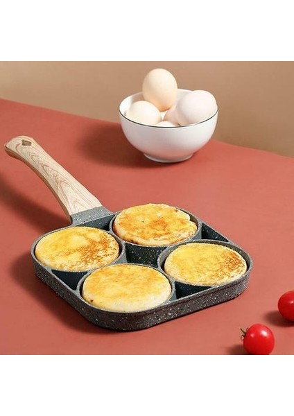 Dört Delik Kızartma Pot Kalınlaşmış Omlet Pan Yapışmaz Yumurta Gözleme Biftek Tava Pişirme Yumurta Jambon Tava Kahvaltı Makinesi Tencere | Tavalar