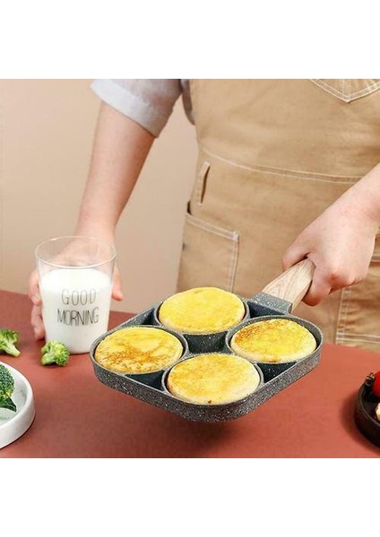 Dört Delik Kızartma Pot Kalınlaşmış Omlet Pan Yapışmaz Yumurta Gözleme Biftek Tava Pişirme Yumurta Jambon Tava Kahvaltı Makinesi Tencere | Tavalar