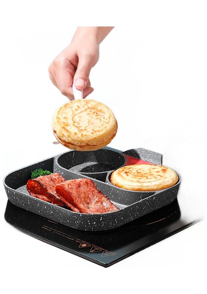 3 Delikli Yapışmaz Omlet Pan Burger Yumurta Için Jambon Gözleme Makinesi Kızartma Tavalar Yaratıcı Hayır Yağ Duman Kahvaltı Izgara Wok Pişirme Tencere | Tavalar