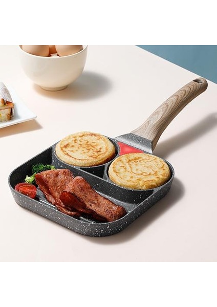 3 Delikli Yapışmaz Omlet Pan Burger Yumurta Için Jambon Gözleme Makinesi Kızartma Tavalar Yaratıcı Hayır Yağ Duman Kahvaltı Izgara Wok Pişirme Tencere | Tavalar