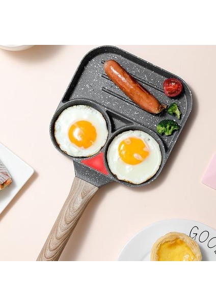 3 Delikli Yapışmaz Omlet Pan Burger Yumurta Için Jambon Gözleme Makinesi Kızartma Tavalar Yaratıcı Hayır Yağ Duman Kahvaltı Izgara Wok Pişirme Tencere | Tavalar