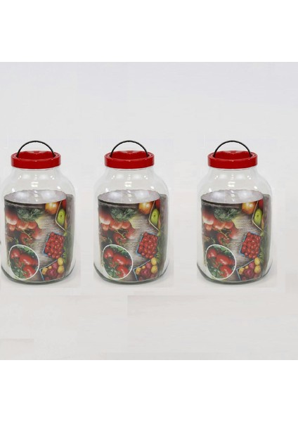 5 Litre - 5000 cc Cam Kavanoz Kapaklı - 3 Adet