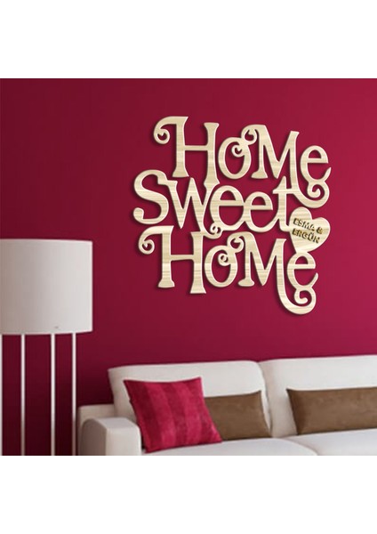 Kişiye Özel Home Sweet Home Açık Renk Dokulu Ahşap Duvar Yazısı - 3