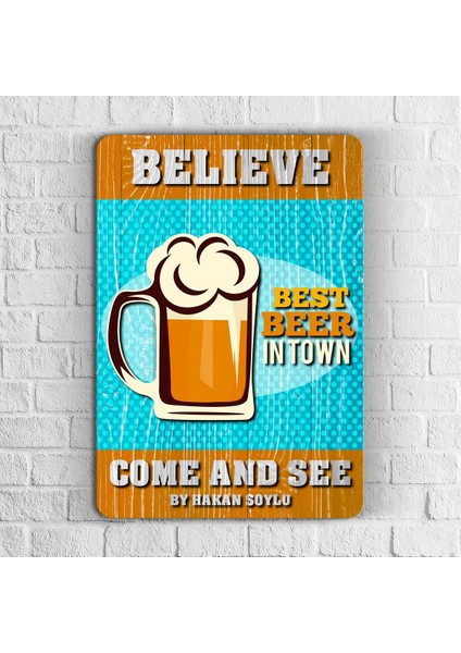 Kişiye Özel Beer Tasarımlı Retro Ahşap Duvar Levhası - 7