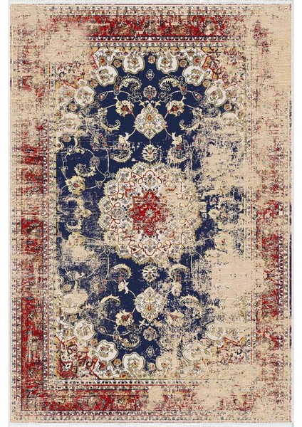 Salon Halısı Kilim Otantik Eskitme Lacivert Kaydırmaz Yıkanabilir Ince Halı Tüysüz Kilim fiyatları
